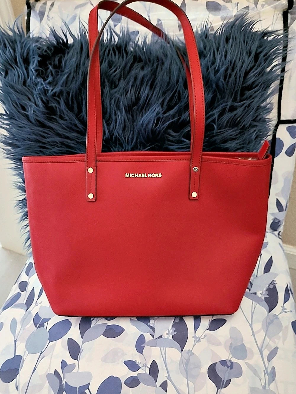 Michael Kors Jet Set Travel Large Saffiano Leather Tote Bag Red